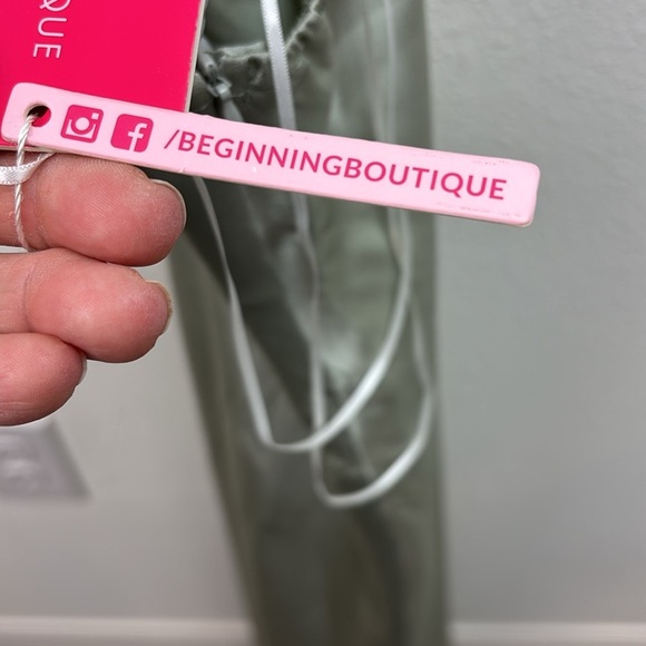 NWT Beginning Boutique cut out maxi dress in Sage. Silky backless strappy sheath - Picture 9 of 15